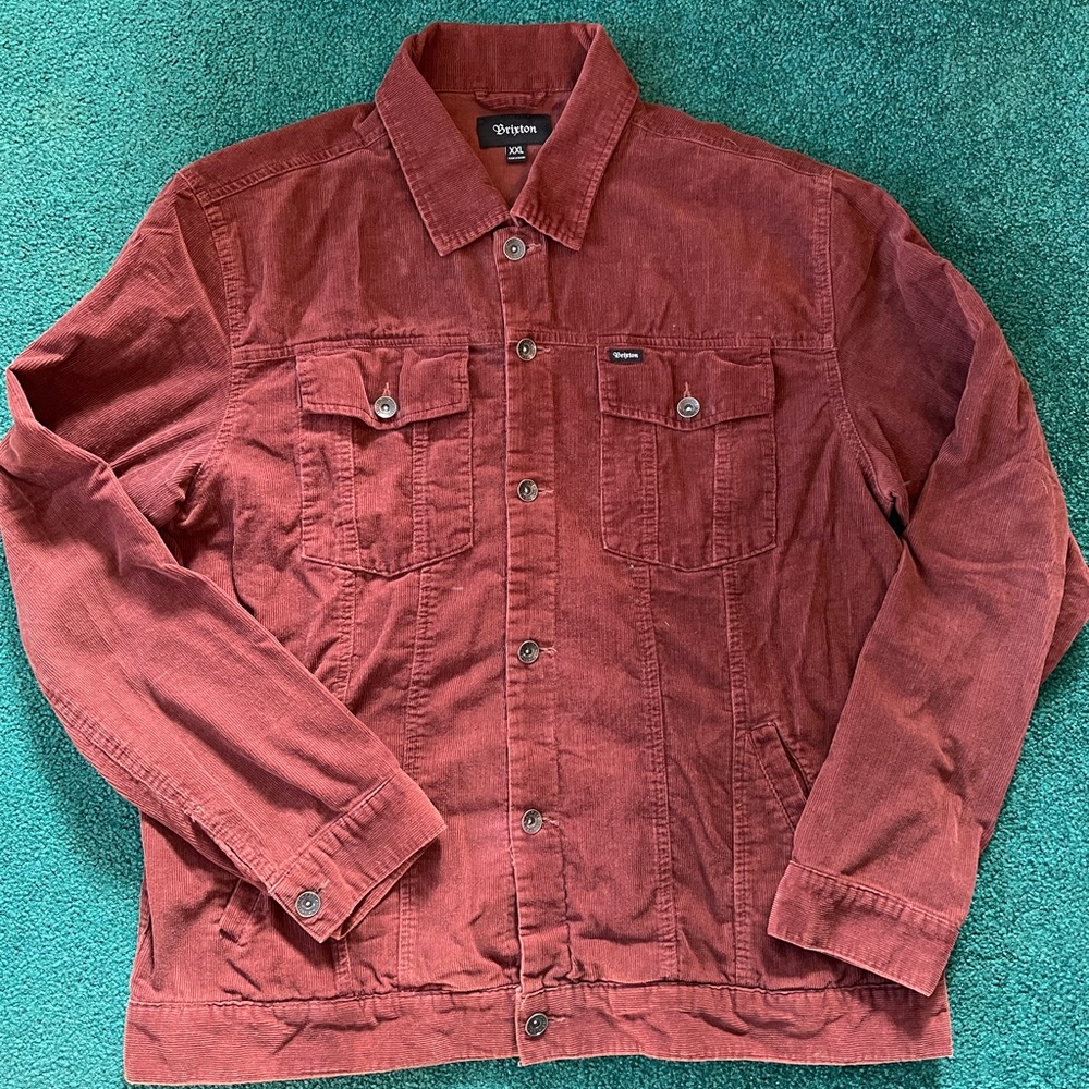 Brixton Men's Rust Red Corduroy Shirt Jacket